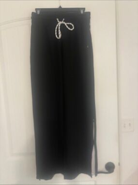 Black Wide-Leg Lounge Pants with Drawstring